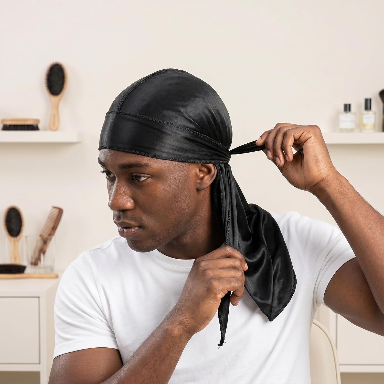 Durags soyeux pour hommes, confortables et respirants, couvre-chef, cadeaux idéaux pour la fête des pères, utilisation quotidienne, activités de plein air