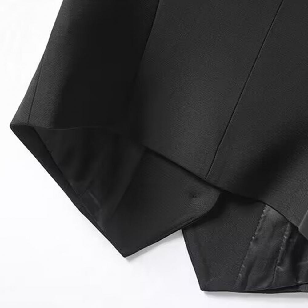 Gilet de costume sans manches pour femmes, coupe cintrée, simple boutonnage, gilet d'affaires, col en V, gilet habillé, poche ouverte sur le devant, Blazer de travail