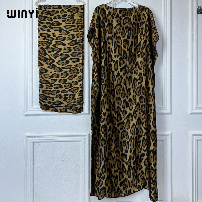 WINYI-Abaya pour femmes musulmanes, robe africaine dubaï, col ras du cou, kaftan imprimé, robe maxi élégante