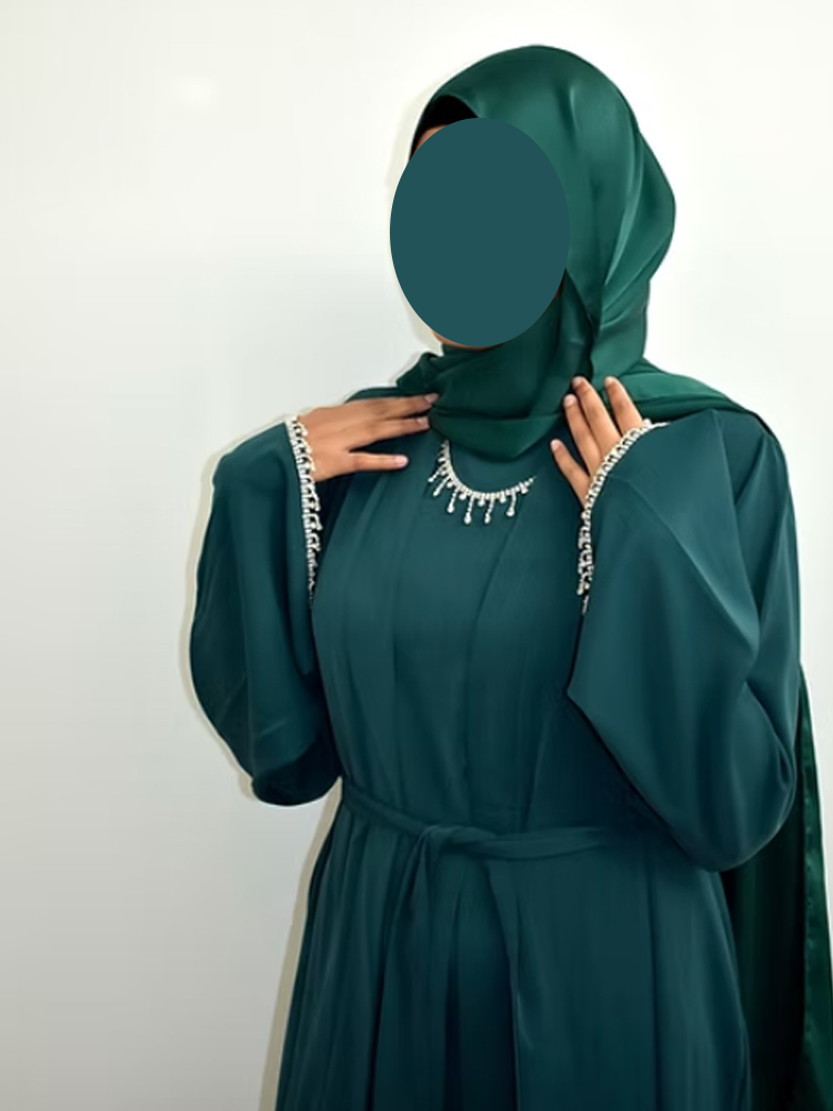 Abaya-Robe musulmane longue noire avec manchette et perles pour femme, tenue de soirée, style marocain, nouvelle collection