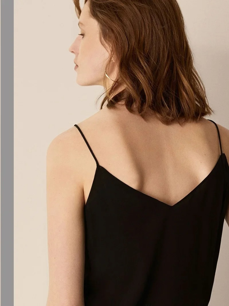 Débardeur en satin de soie sans manches 2026, haut à bretelles, haut à col en V, basique blanc, camisole pour femmes, camisole d'été pour femmes