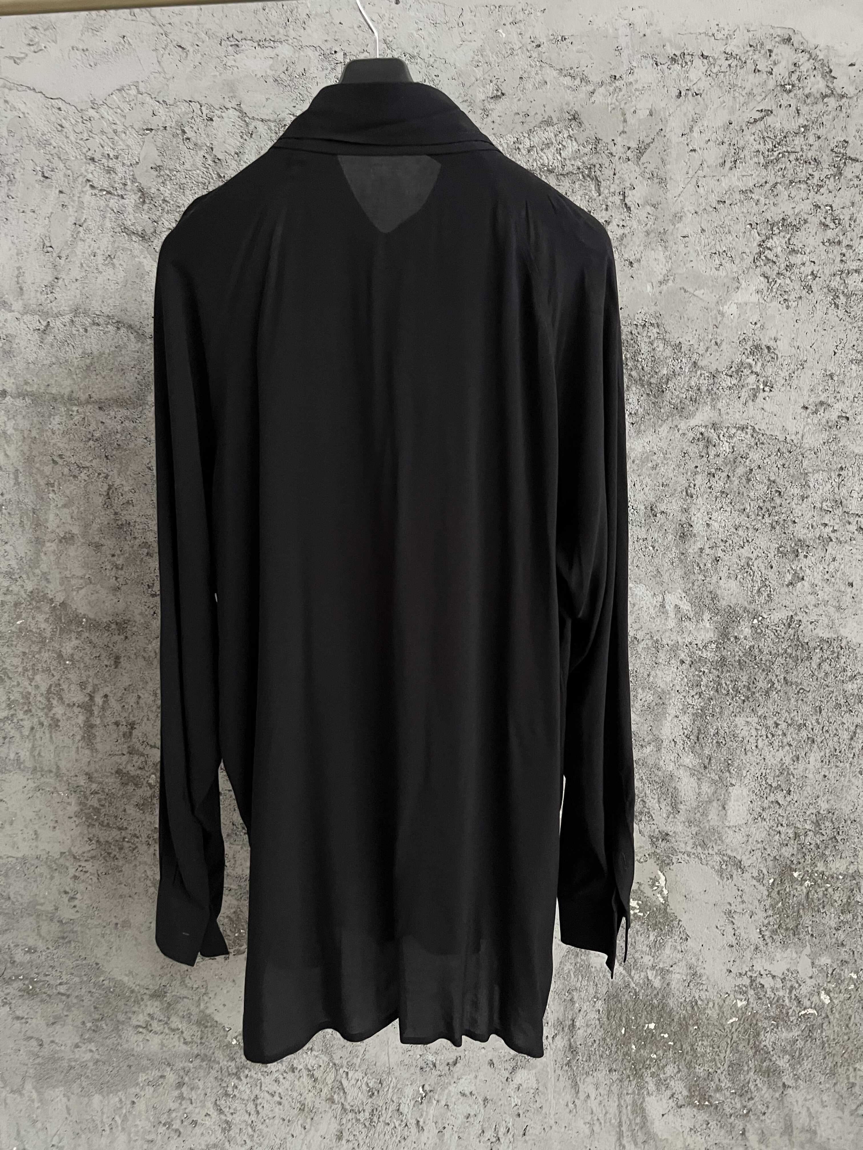 Chemise à col design écharpe en tissu multi-pièces simple face en mélange de coton, chemise à simple boutonnage avec ruban à manches longues