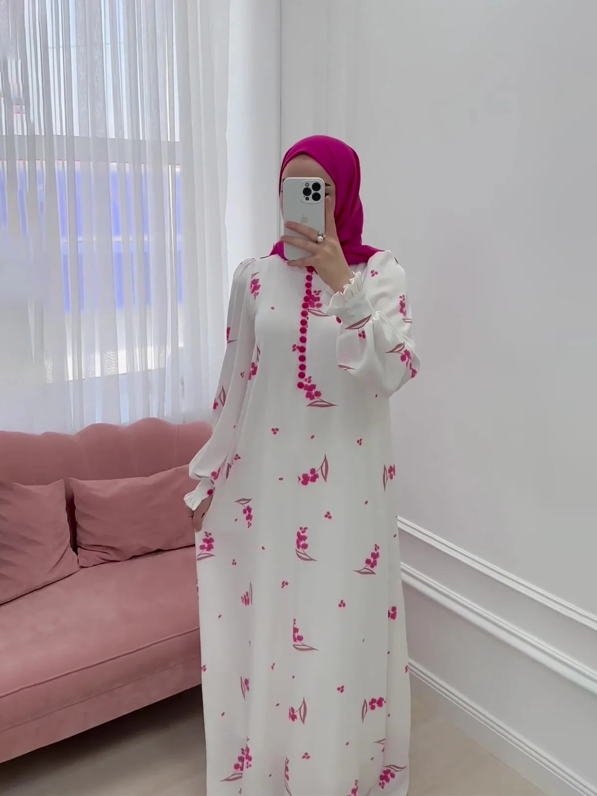 Robe de soirée musulmane Eid pour femmes, imprimé doux, longue, boutons, Ramadan, maroc, dubaï, turquie, Jalabiya, 2024