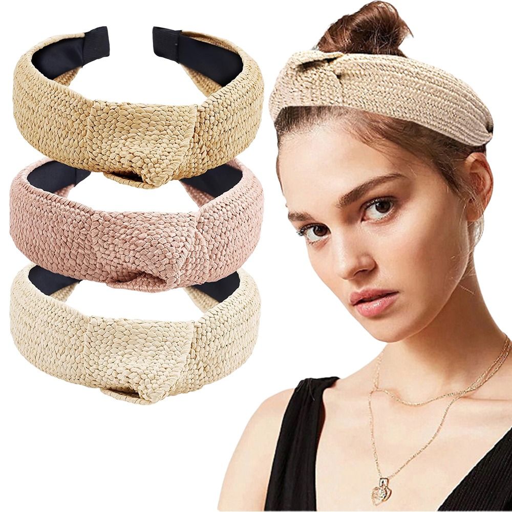 Nouveaux bandeaux bohèmes en paille, doux et légers, tissés, accessoires pour cheveux pour femme