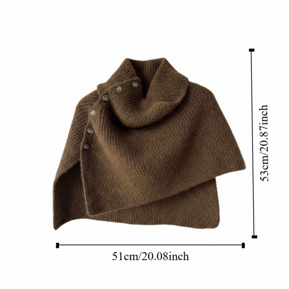 Châle tricoté à boutons simples, écharpe chaude et irrégulière à col haut, cape épaisse pour femme et fille, hiver