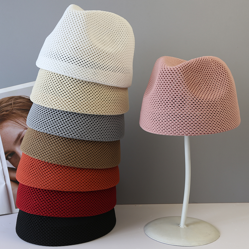 Chapeau d'été pour femme, style français, de créateur, casquette à visière, mode rétro britannique, chapeau Fedora, chapeau boîte, tricoté, respirant, béret structuré