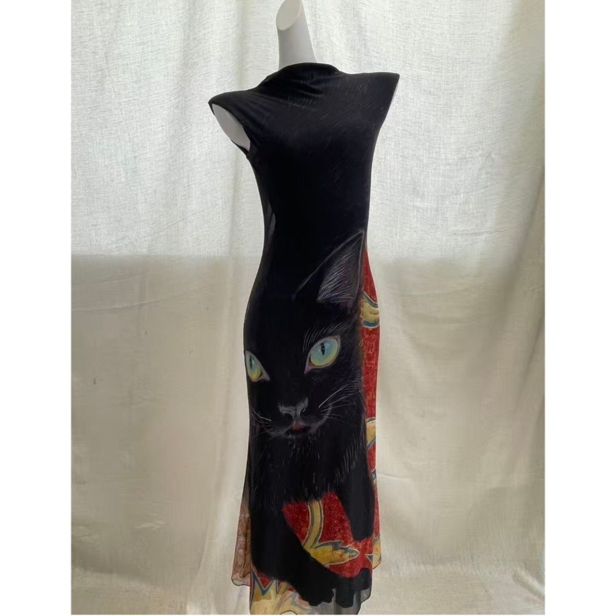 Robe sans manches Neploe, style chinois vintage, imprimé personnalisé, taille cintrée, élégante, streetwear, tendance gothique Y2K, pour femme