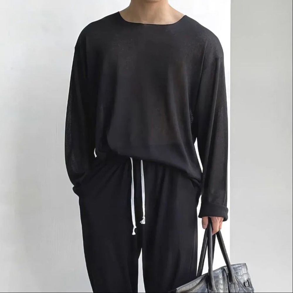 T-Shirt à manches longues pour hommes, basique et décontracté, couleur Pure quotidienne, assorti avec tout, Simple et fin, vêtements pour hommes, printemps et automne