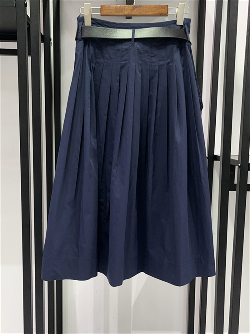 Jupe plissée taille haute pour femme, style français, avec ceinture détachable et pochette intégrée, design patchwork coloré, mode féminine