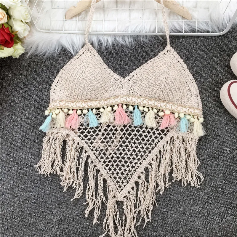 Hauts mignons femmes haut à licou ropa de mujer sexy crochet camisole femmes évider crochet réservoirs hauts