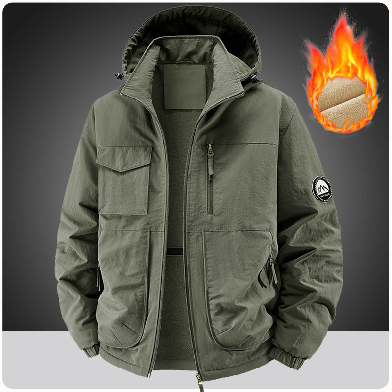 Manteaux Cargo chauds multi-poches en polaire pour hommes, veste épaisse imperméable, coupe-vent thermique d'hiver, pardessus à capuche