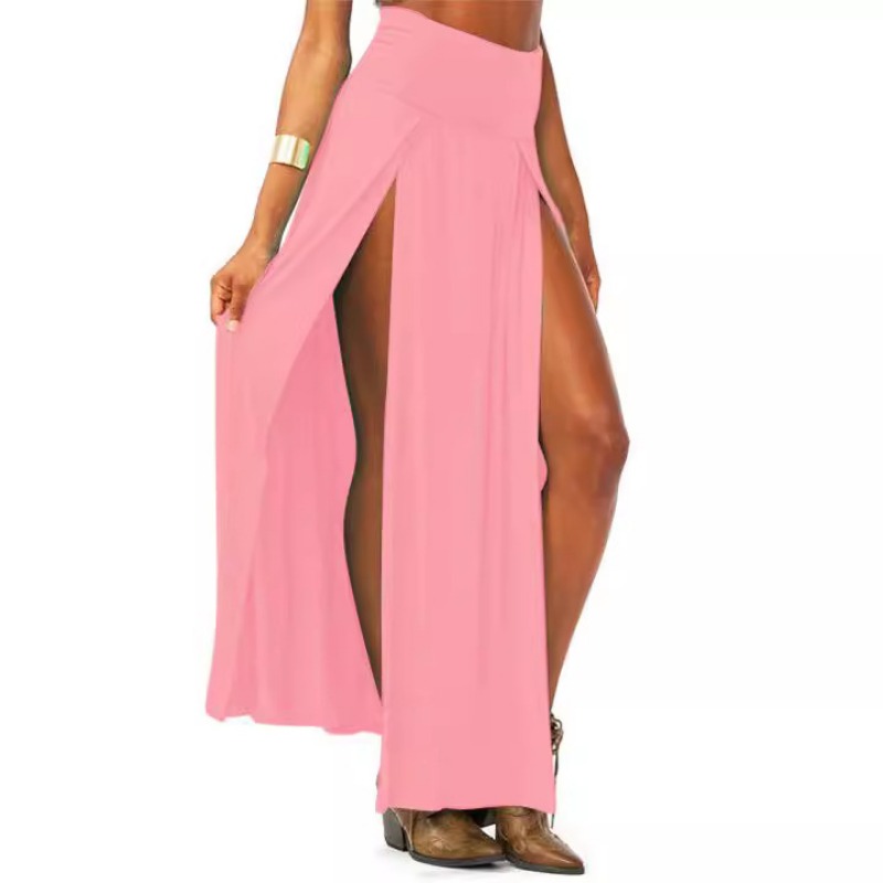 Jupe longue à taille haute sexy et tendance pour femme, jupe longue à ouverture frontale pour femme, jupe longue jusqu'au sol, robe de soirée