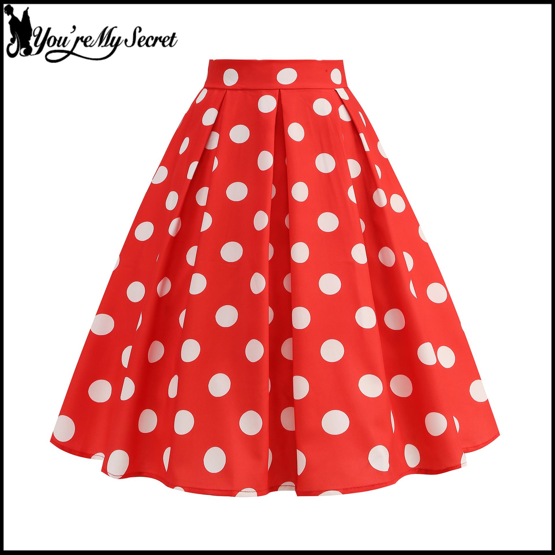 [You're My Secret] Jupe de fête années 50 et 60 pour femmes, jupe à pois rockabilly, robe vintage pin-up, vêtements d'été pour femmes