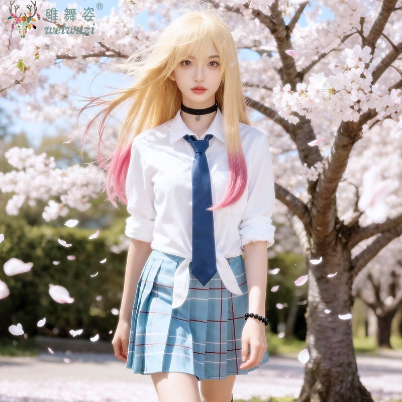 Anime Dressing Man Falling In Love Cos Hitokawa Hai Dream JK Uniformes Scolaires Costumes Cosplay Costumes Fille Halloween Costumes Fantaisie Spectacle De Scène Jeunesse Beau Classique Chemise Blanche Avec Cravate Bleu