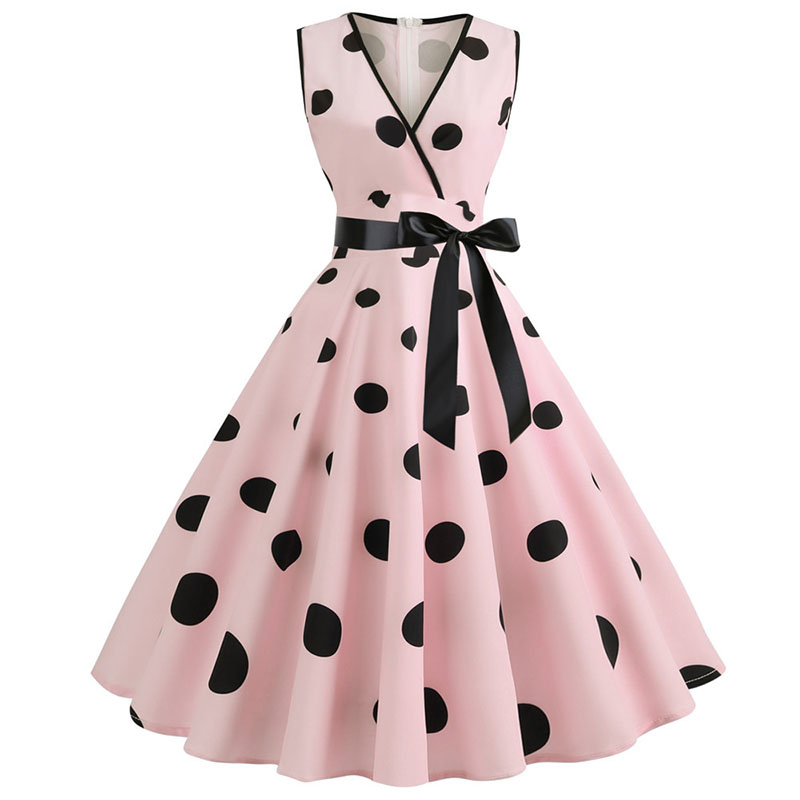 Femme robes rétro Audrey Hepburn années 1950 60 Rockabilly à pois nœud Pinup balle cultivée Robe de soirée robes