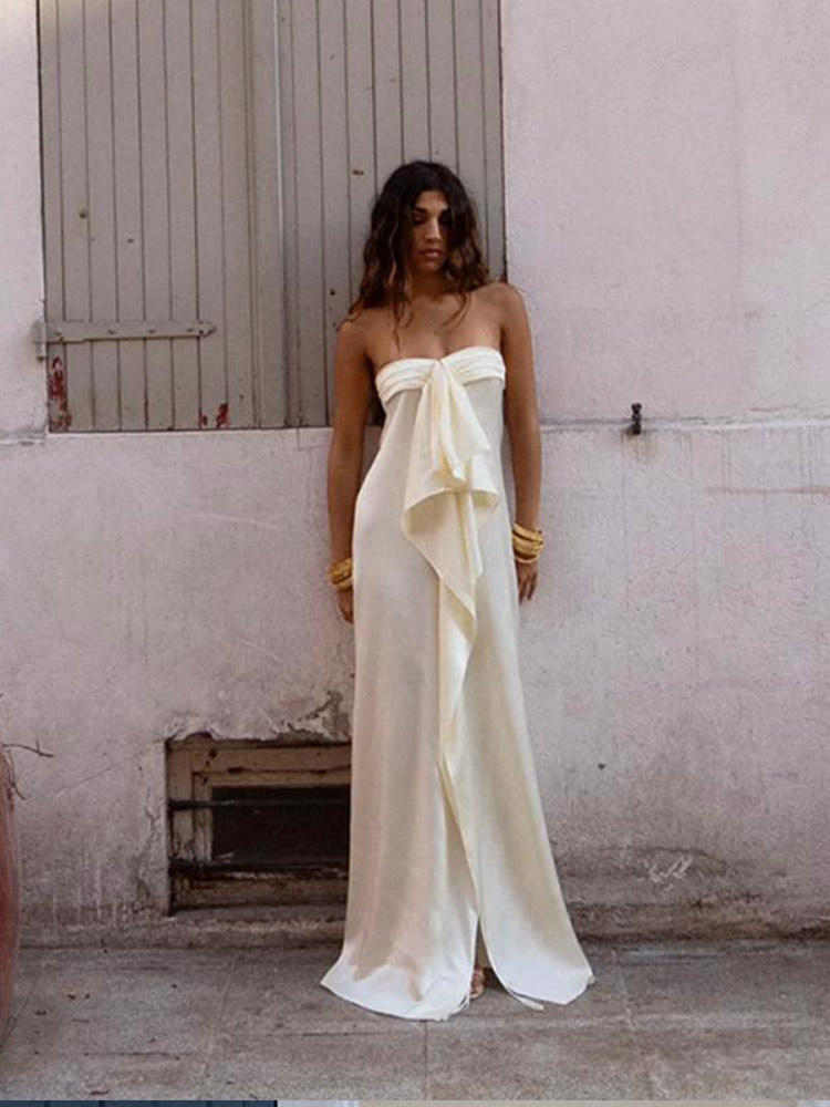 Robes de soirée longues élégantes en satin pour femmes, dos nu, sans manches, robes maxi, mini robes de fête unies, nouvelles robes d'été pour femmes 2026