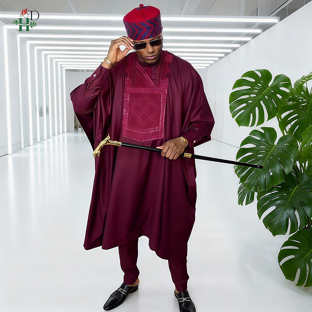 H & D vêtements africains tenue traditionnelle 3 pièces pour homme Bazin Riche Agbada broderie fête de mariage grande taille vêtements pour hommes musulmans