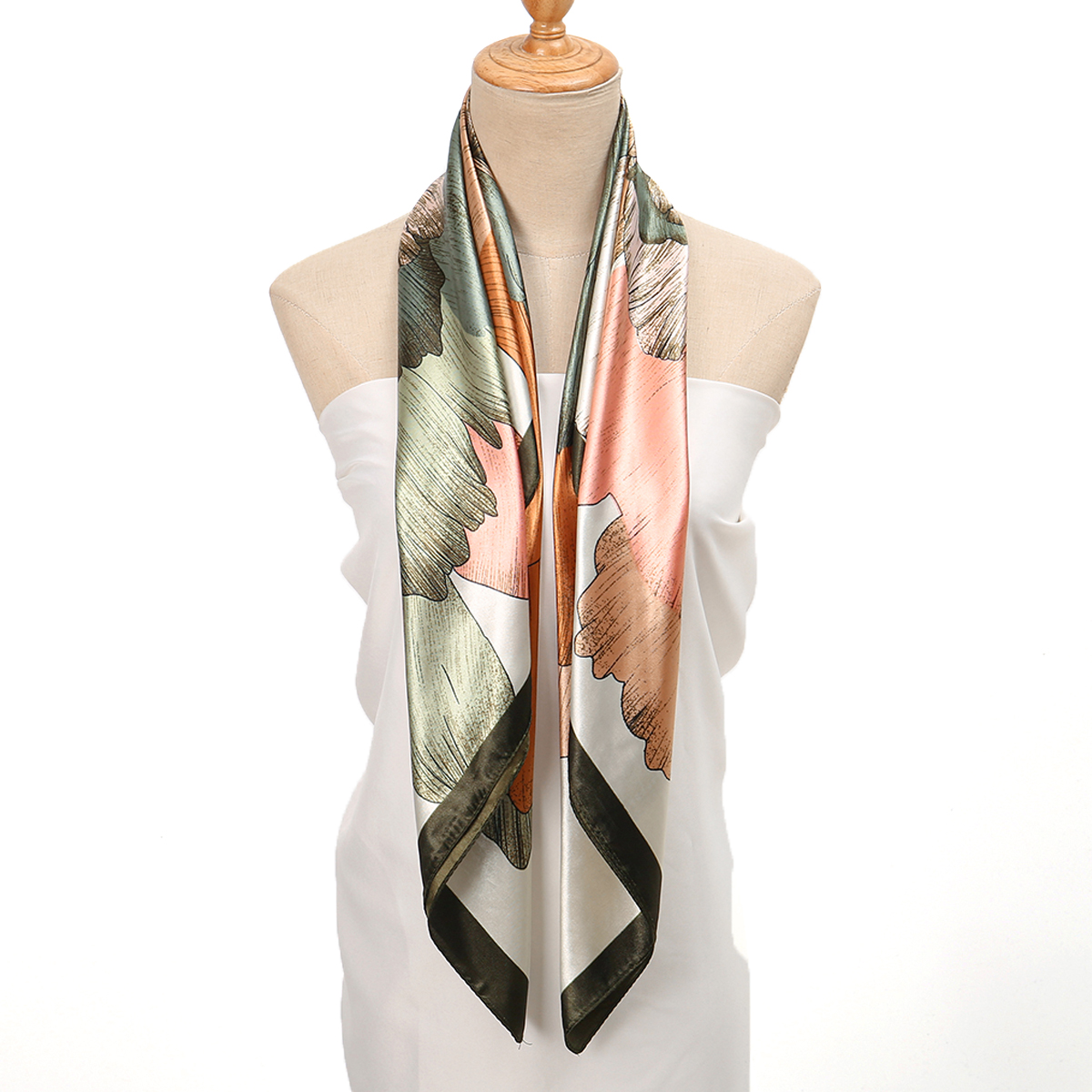 90*90 cm Satin soie carré écharpe femme mode foulard cou tête/cheveux foulards Bandana mouchoir imprimé fleuri foulard