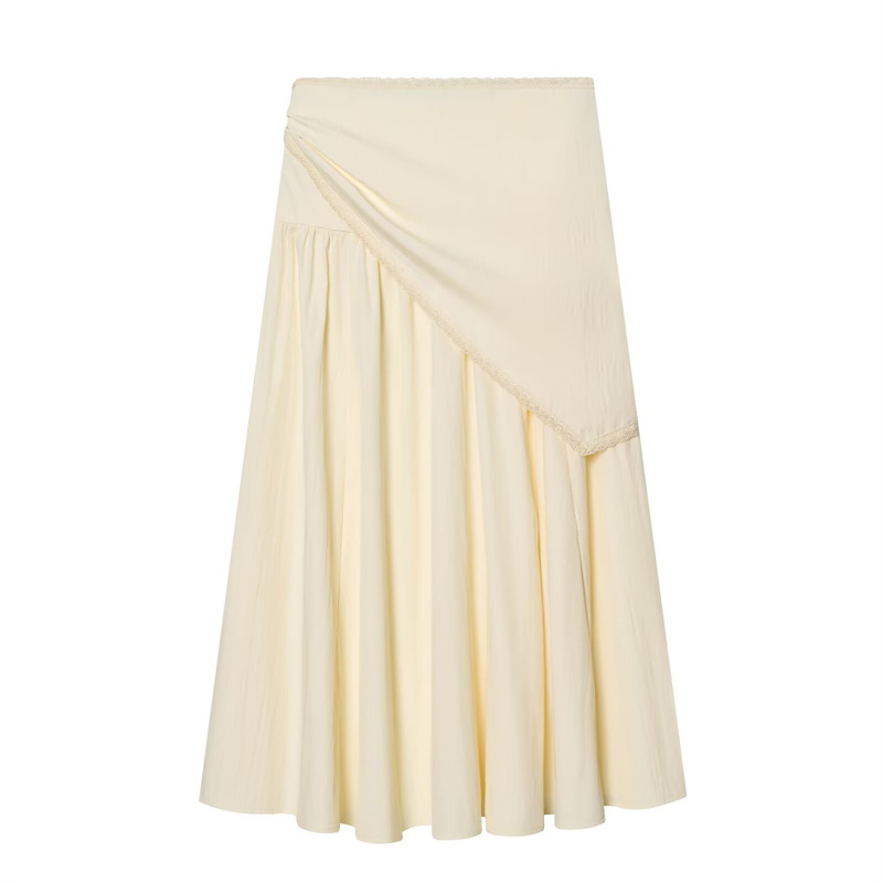Jupes pour femmes 2026 Nouvelle mode Printemps-Été Jupe midi beige moelleuse avec écharpe pour femme, chic et originale
