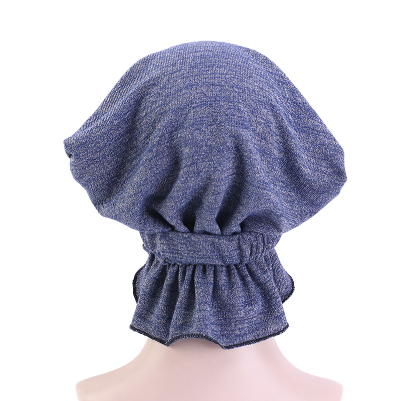 Turban élastique pré-noué pour femme, bonnet chimio à volants de couleur unie, accessoire de coiffure pour femme