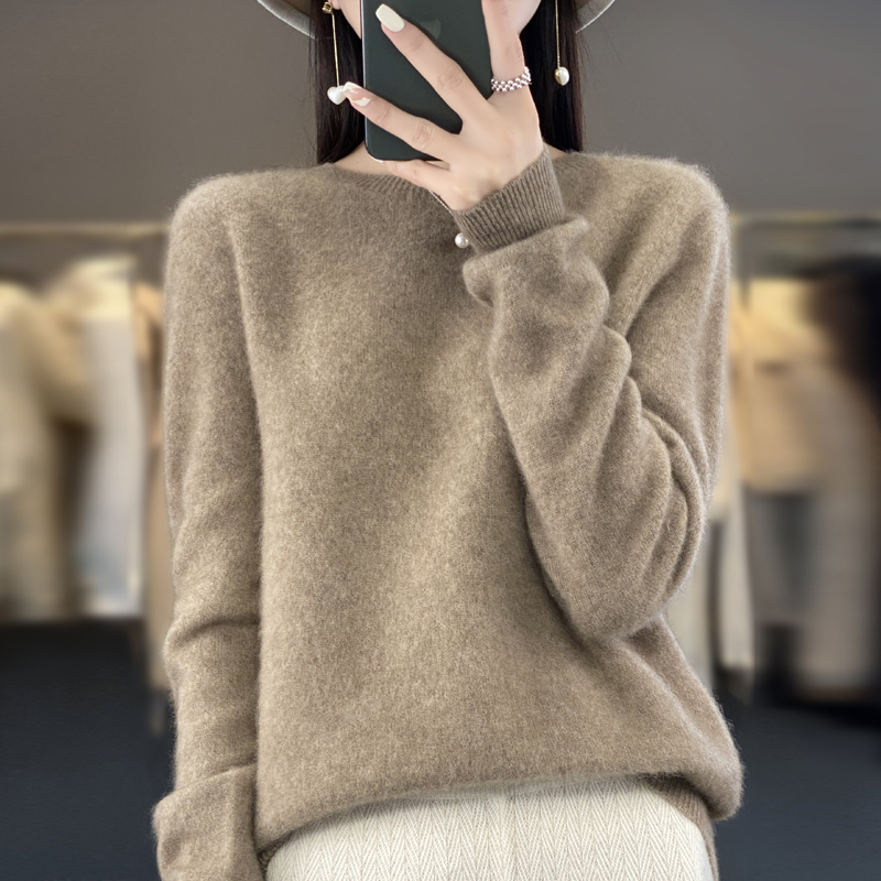 Nouveau pull en cachemire pour femme, automne et hiver, 100% laine mérinos, col rond, pull chaud tendance