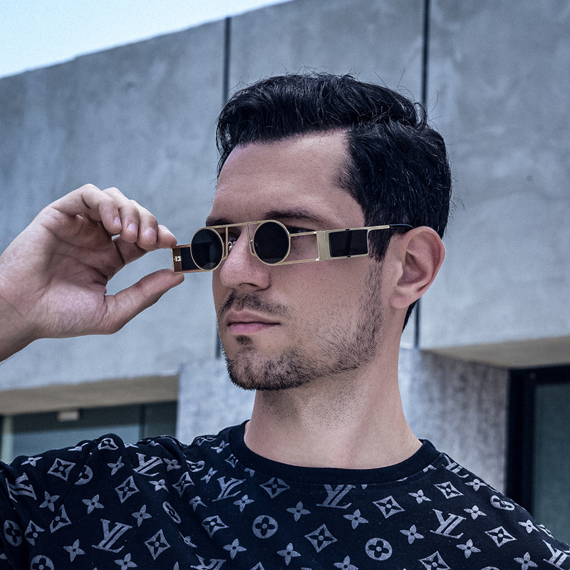 Mode Punk lunettes rondes pour femmes hommes marque de luxe Vintage cadre en métal lunettes de soleil femme classique à la mode Ins Style lunettes de soleil