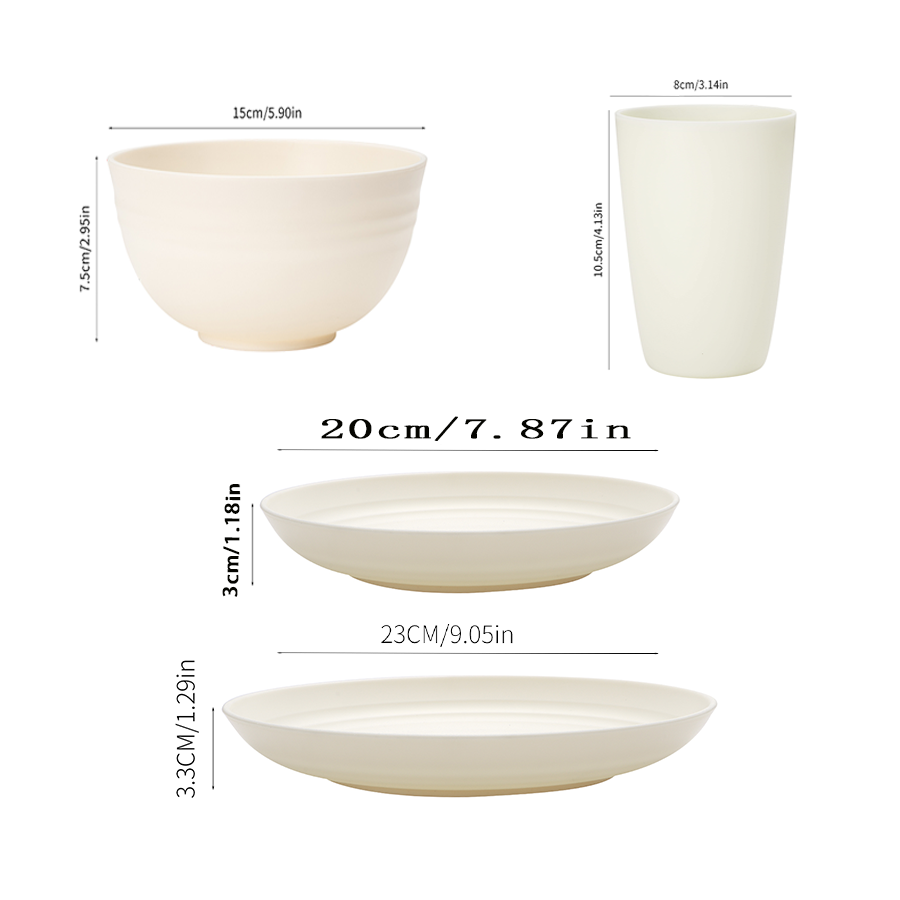 L'ensemble de 16 pièces / 32 pièces comprend des tasses, des assiettes et des bols qui peuvent être lavés au lave-vaisselle, ainsi que des ensembles pour la maison.