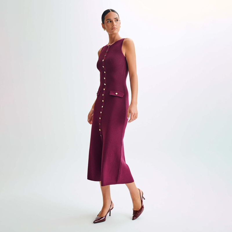 Robe longue tricotée pour femmes, élégante, sans manches, boutons, Maxi pull, moulante, robes de soirée, à la mode, 2024 N