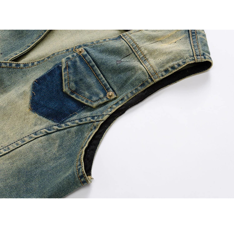 Hommes Denim gilet marque jean hommes Cowboy Vintage décontracté sans manches veste trous personnalisé Cardigan hommes pardessus vêtements