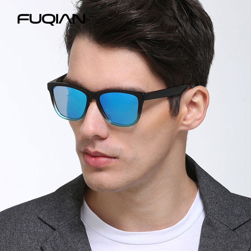 Lunettes de soleil polarisées carrées classiques pour hommes et femmes, miroir de mode bleu, lunettes de soleil de conduite, réduisent l'éblouissement, nuances d'extérieur UV400