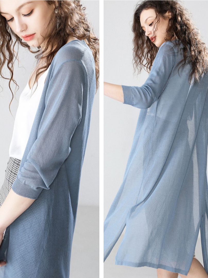 Poncho long pour femme, cardigan fin, gilet femme, manteau femme, décontracté, été, automne, nouveau, 2022