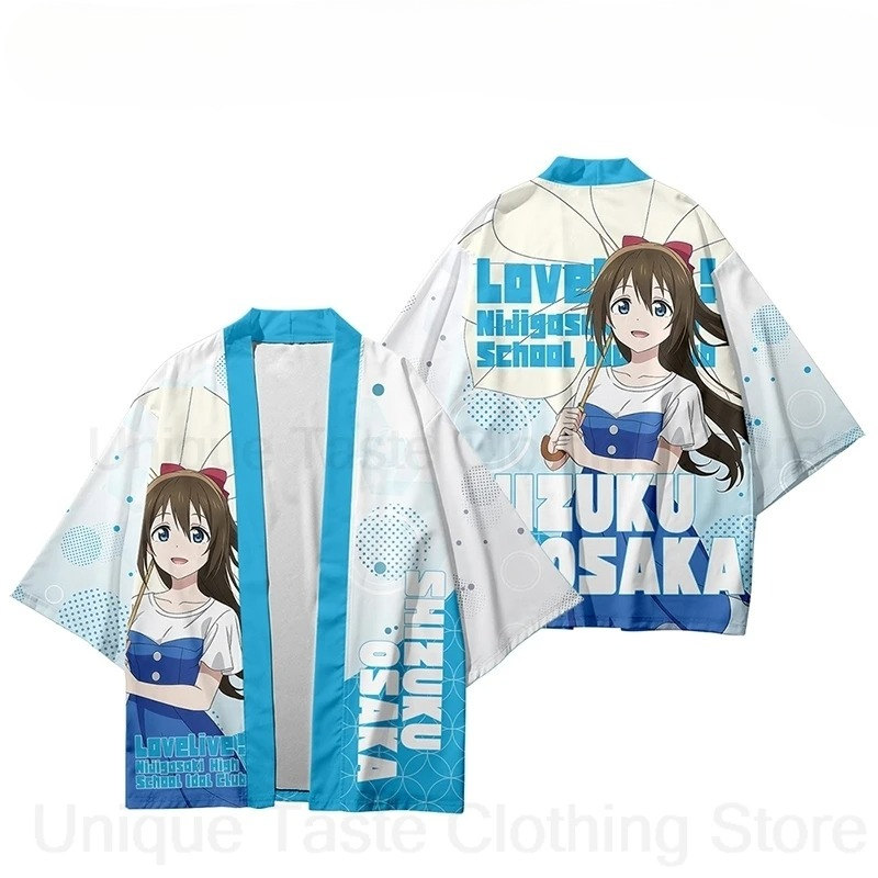 Kimono japonais d'été Anime Yukata Harajuku pour femmes et hommes, chemise Kimono à manches courtes