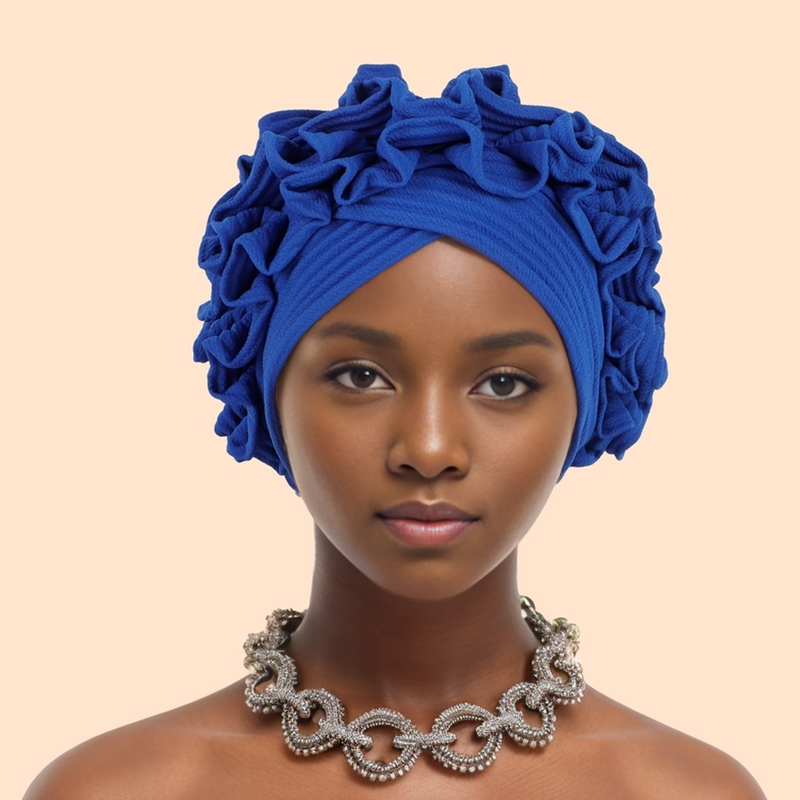 Casquette Turban à volants pour femmes, bandeau doux et confortable, foulard, Bonnet de couleur unie, couvre-chef