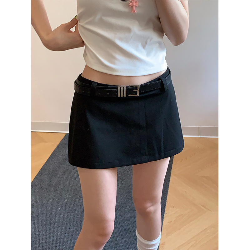 Jupe courte taille basse pour fille épicée, nouveau costume, noir, rétro, Design américain, Mini jupe Sexy, été 2025