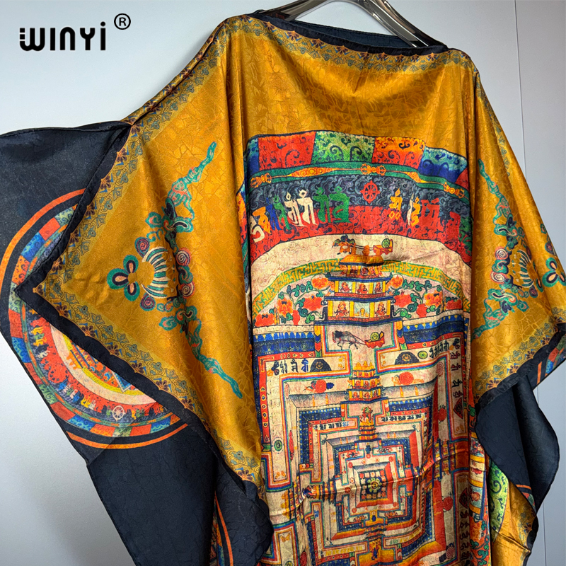 WINYI haute qualité caftan ample Boho imprimé robe longue élégante femmes soirée Caftan abaya femme musulmane abaya dubaï luxe