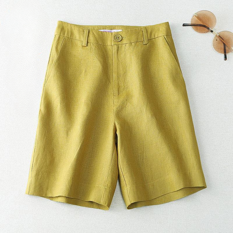 Short femme lin demi genou longueur mi large femme pantalon court Bermuda offre esthétique chaud Streetwear Style coréen pour l'été