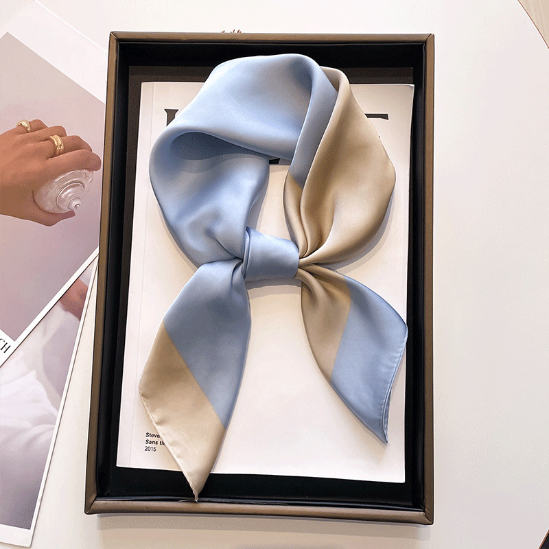 Nouveau printemps 70*70 cm Foulard carré femmes châle imprimé fleuri soie Hijab Foulard femme Bandana marque de luxe écharpes dames décorer
