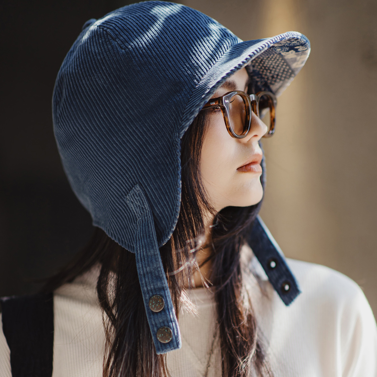 Maden femmes Vintage velours côtelé Bomber chapeau hiver chaud oreillette casquette épais coupe-vent pilote chapeau réglable rétro Design