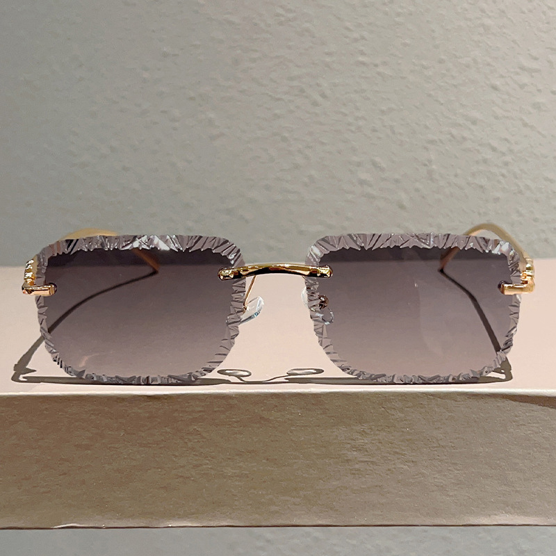 Lunettes de soleil carrées sans bords pour femmes et hommes, tendance, marque de luxe, Design décoratif, mode Vintage dégradé, nuances décontractées