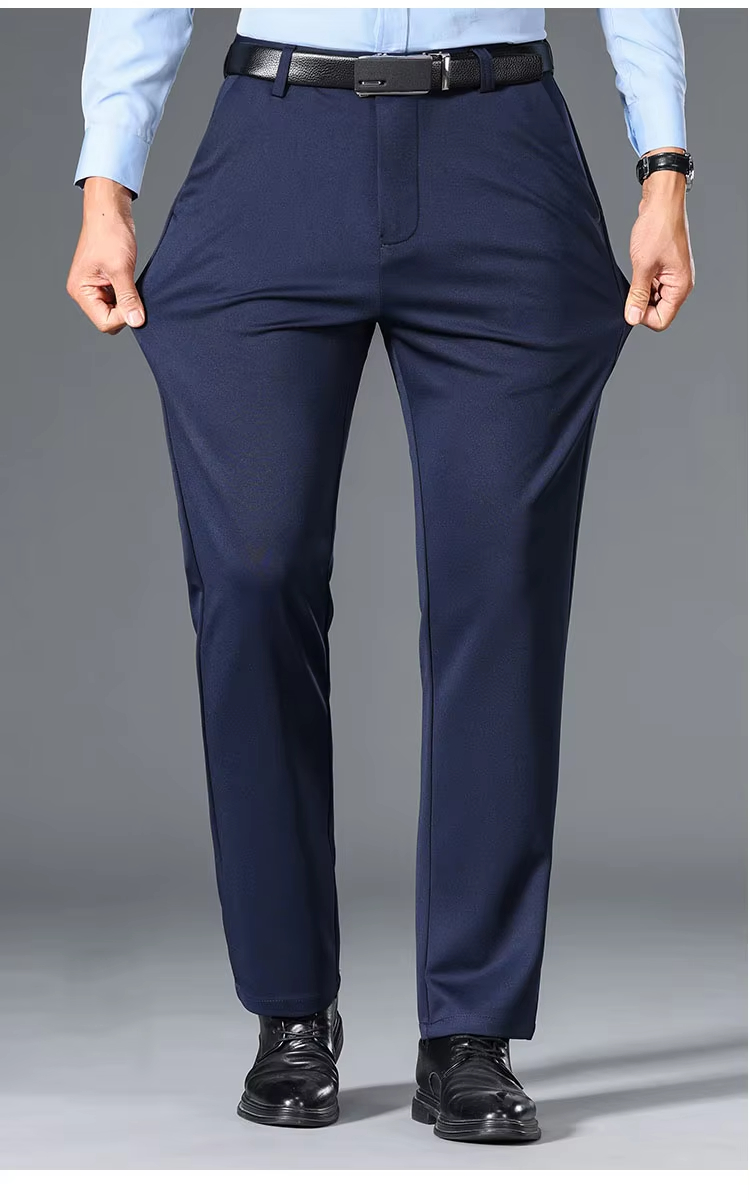 Pantalon de Costume Classique Grande Taille pour Homme, Coupe Droite Décontractée, Élastique, Idéal pour le Quotidien
