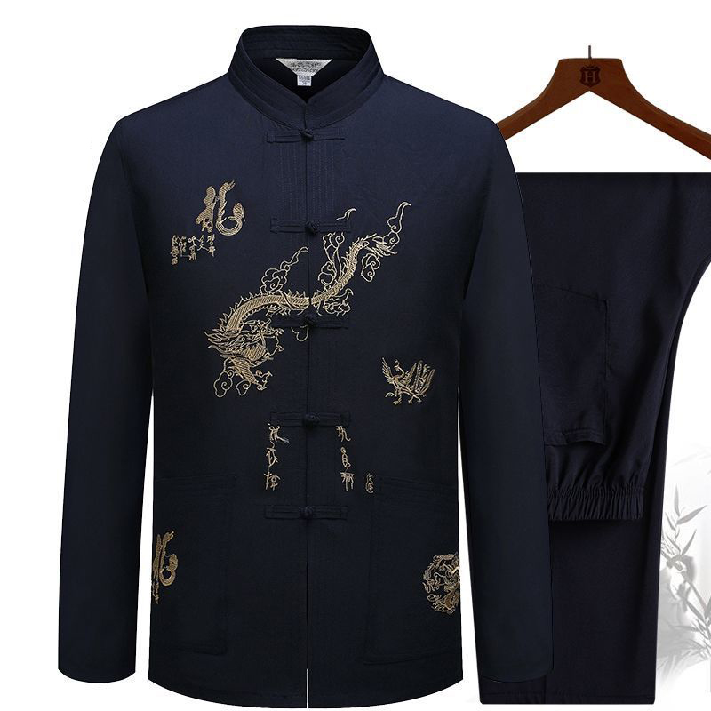 Vêtements Tang traditionnels chinois, costume Kung Fu, mode décontractée, T-shirt brodé, pantalon Wing Chun Tai Chi, ensemble confortable pour hommes