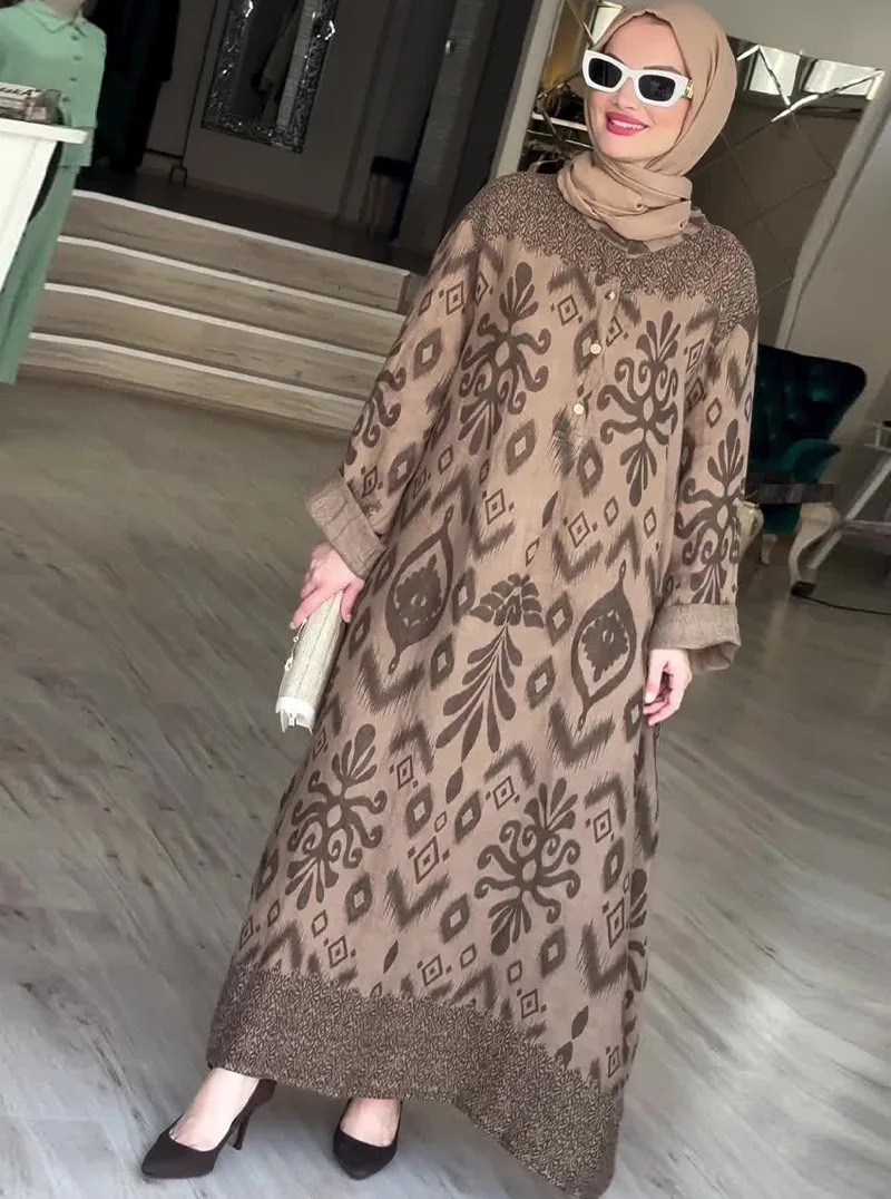 Ramadan Eid femmes musulmanes Robe imprimée Jalabiya arabe longue Robe Abaya dubaï saoudien robes maroc caftan Abayas robes modestes