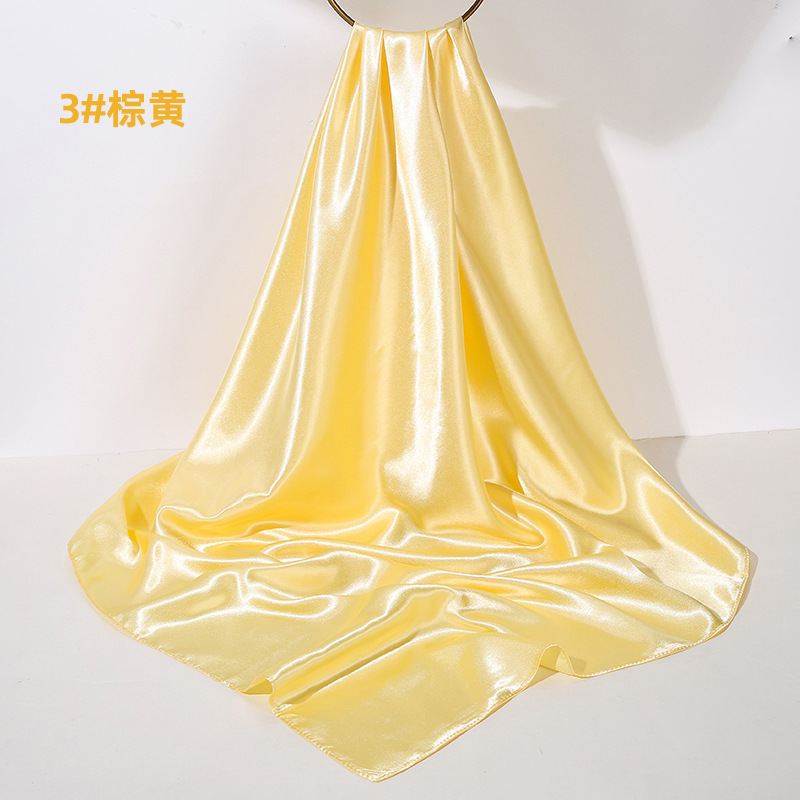 Foulard carré uni 90 cm en satin brillant imitation soie, protection solaire, châle lisse et brillant, foulard satiné pour femme, mode