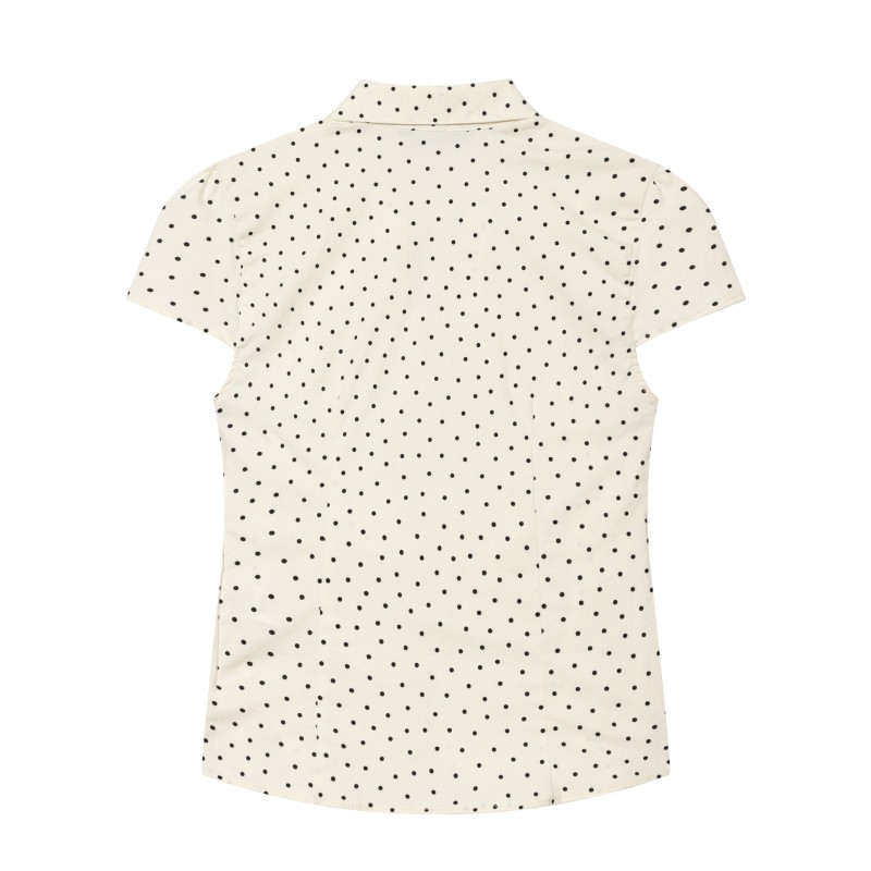 Chemisier à manches courtes pour femme - Blouse ajustée à col et détail froncé, Nouvelle collection été 2026, Haut décontracté