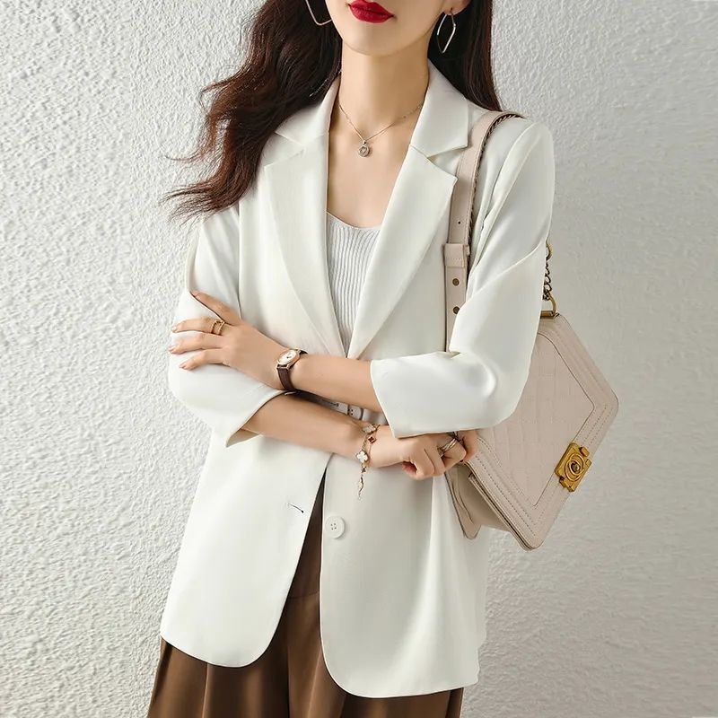 Combinaison en mousseline de soie pour femme, blazer monochrome pour femme, extérieur, tendance, couture, style coréen, promotion, printemps, automne, 2025