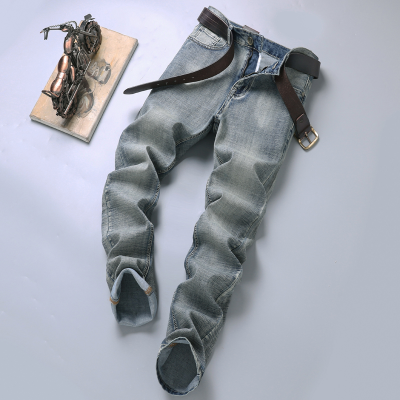 Jean de marque de luxe léger haut de gamme pour hommes, rétro, coupe Slim, droit, polyvalent, décontracté, gris, épais, automne et hiver