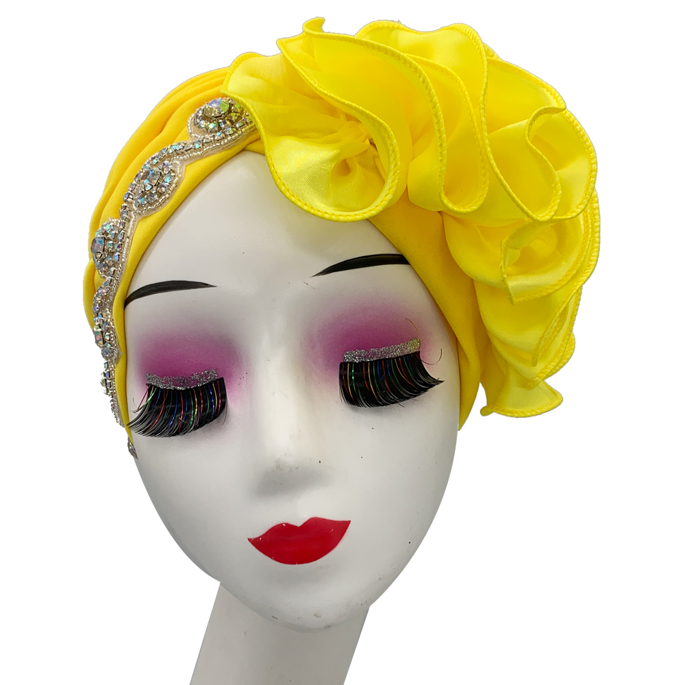 Turban Plissé à Volants en Satin pour Femme, Cravate de Sauna Nigériane, Prêt à vitation, Bonnet Africain, Équipement de ix