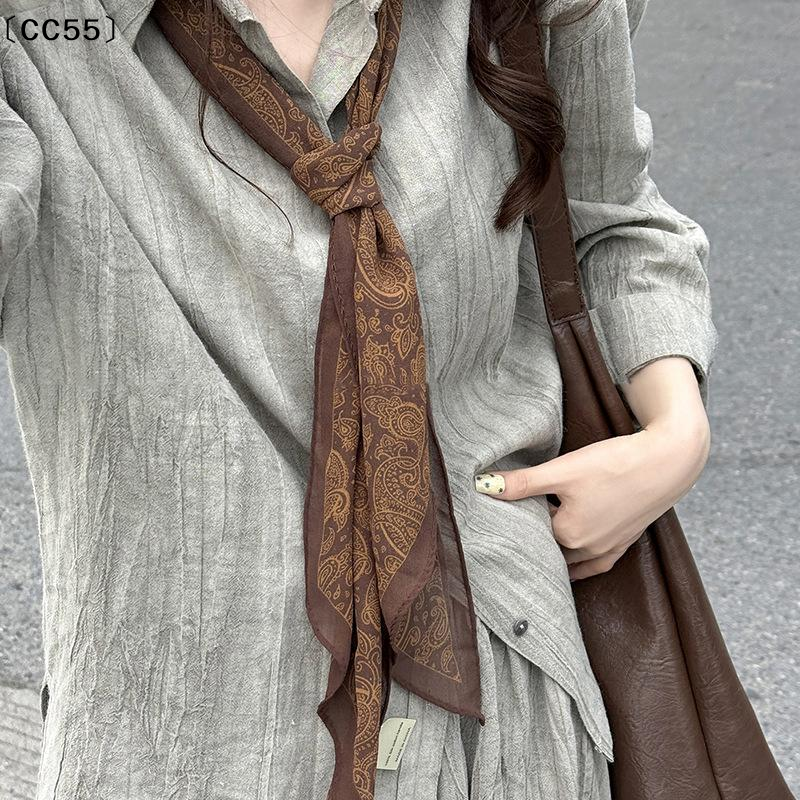 Maillard – long foulard en soie, accessoire polyvalent pour femmes, bandeau décoratif tendance, attache pour cheveux, ceinture〔CC55〕