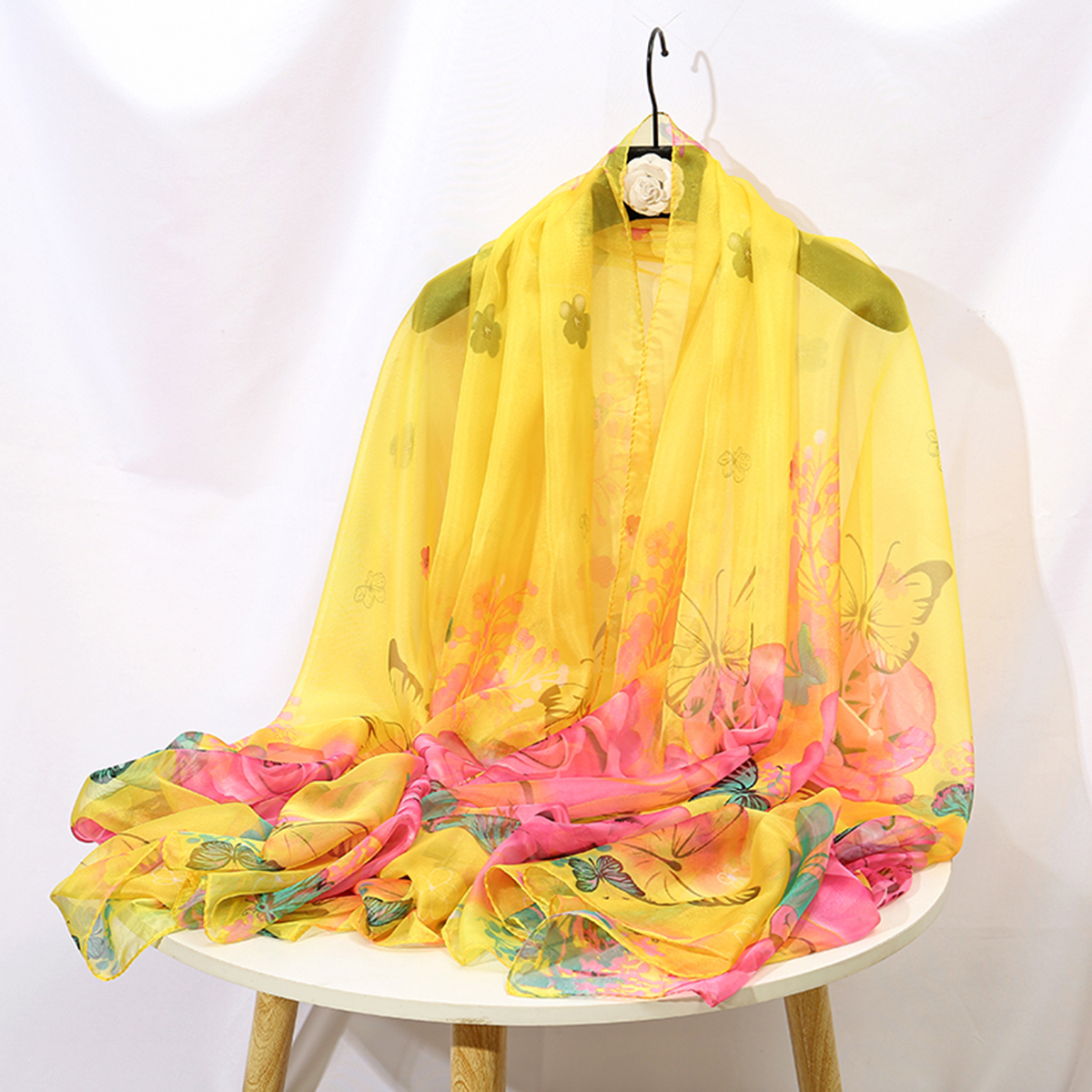 Écharpe en mousseline de soie pour femmes musulmanes, hijab, fleur de pivoine, bandana, Industries ong de plage, imprimé, châle doux, vente en gros
