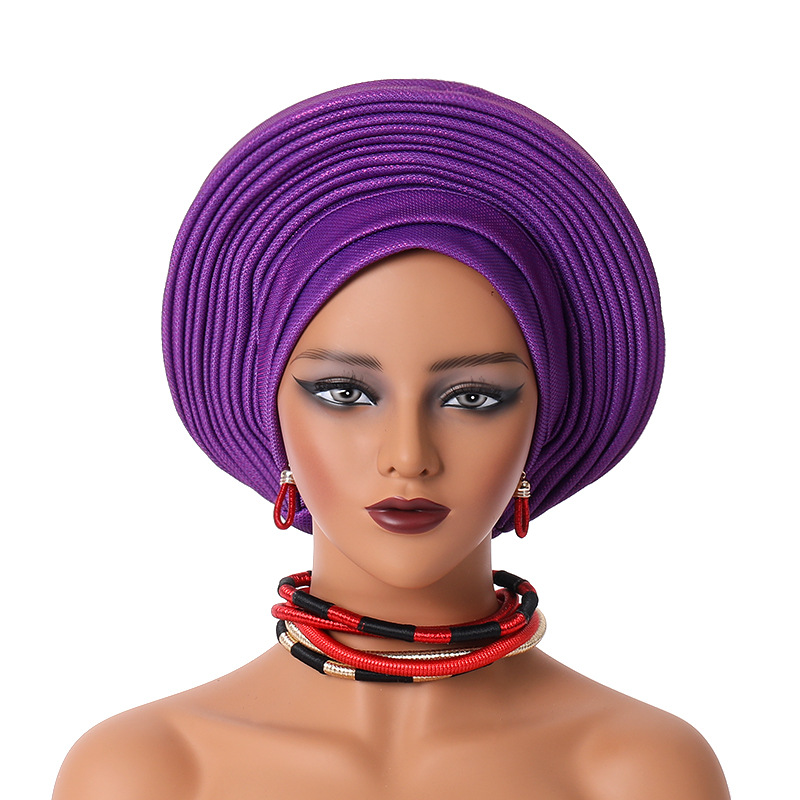 Cravate de Sauna Africaine NigWin Aso Oke pour Femme, Hijab, Tête Ronde Turban, Chemo Caps Gele Femme, Écharpe de Haute Qualité pour ixde Mariage